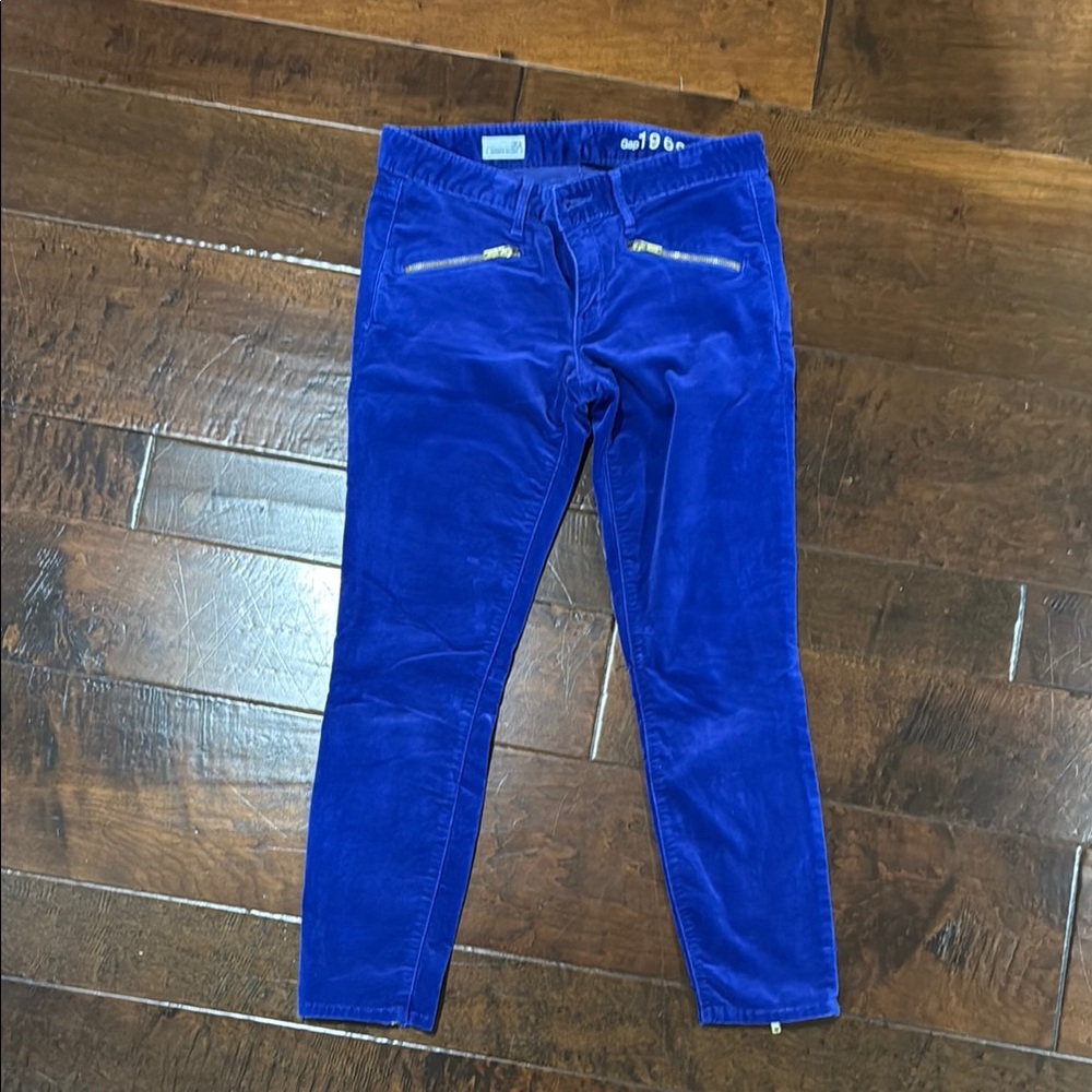 GAP 1969 Royal Blue Velvet Zipper Skinny jeans